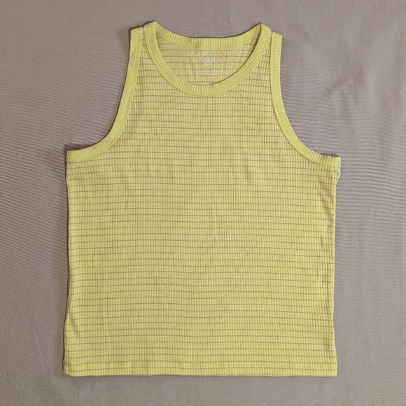 Gap Yellow and Pink Striped Ribbed Racerback Tank | EUC | Sz XL - Picture 1 of 4